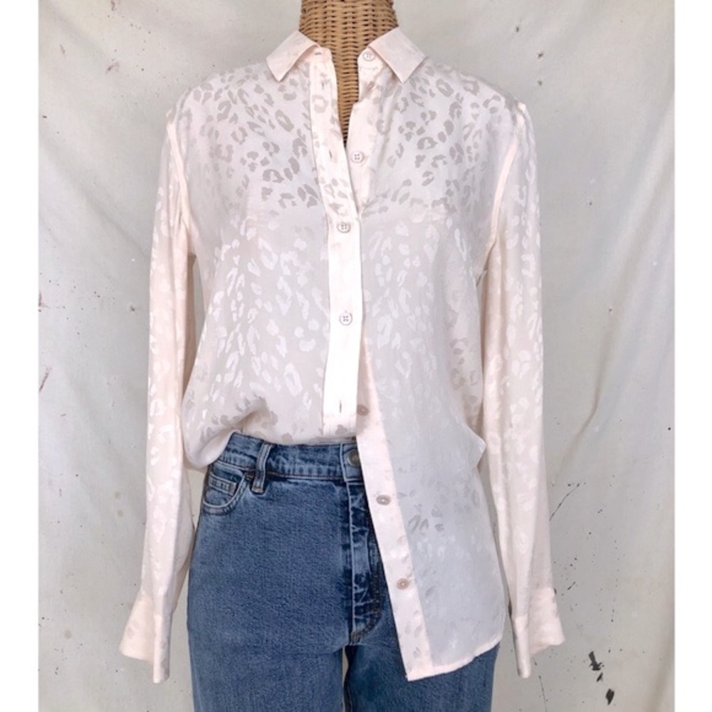 Equipment Light Pink Leopard Silk Blouse